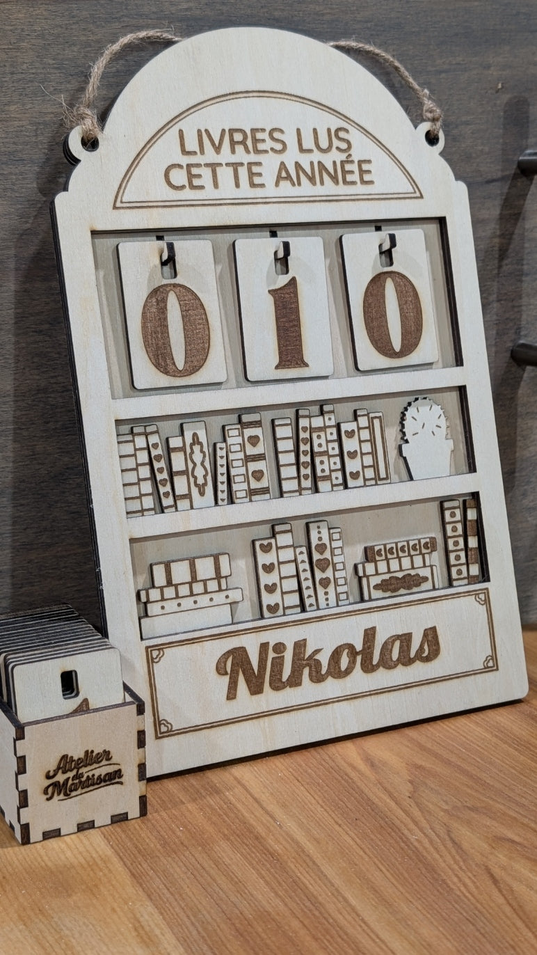 Compteur de livres lus – Prénom gravé