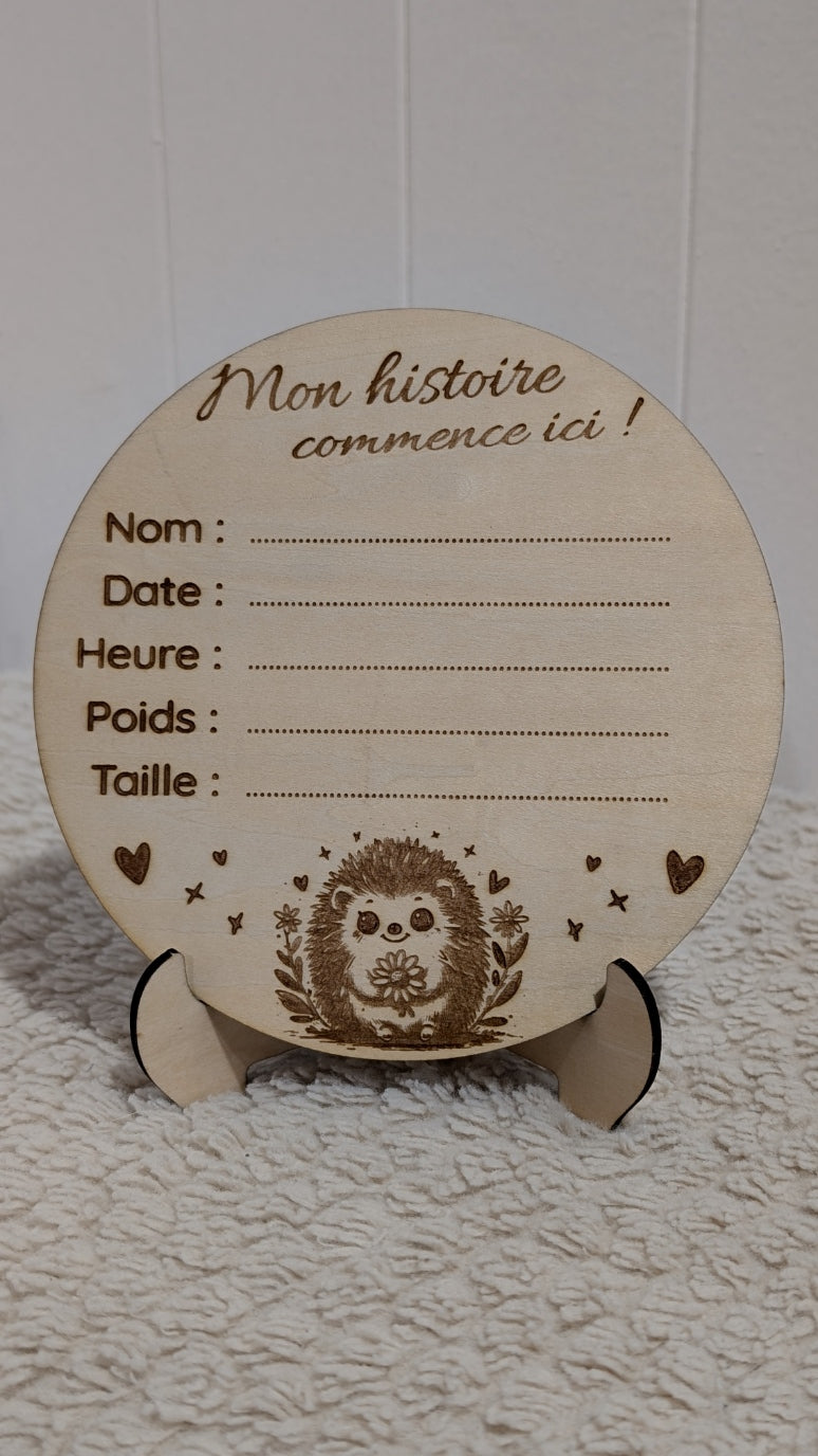 Pastille de naissance – Hérisson avec une fleur