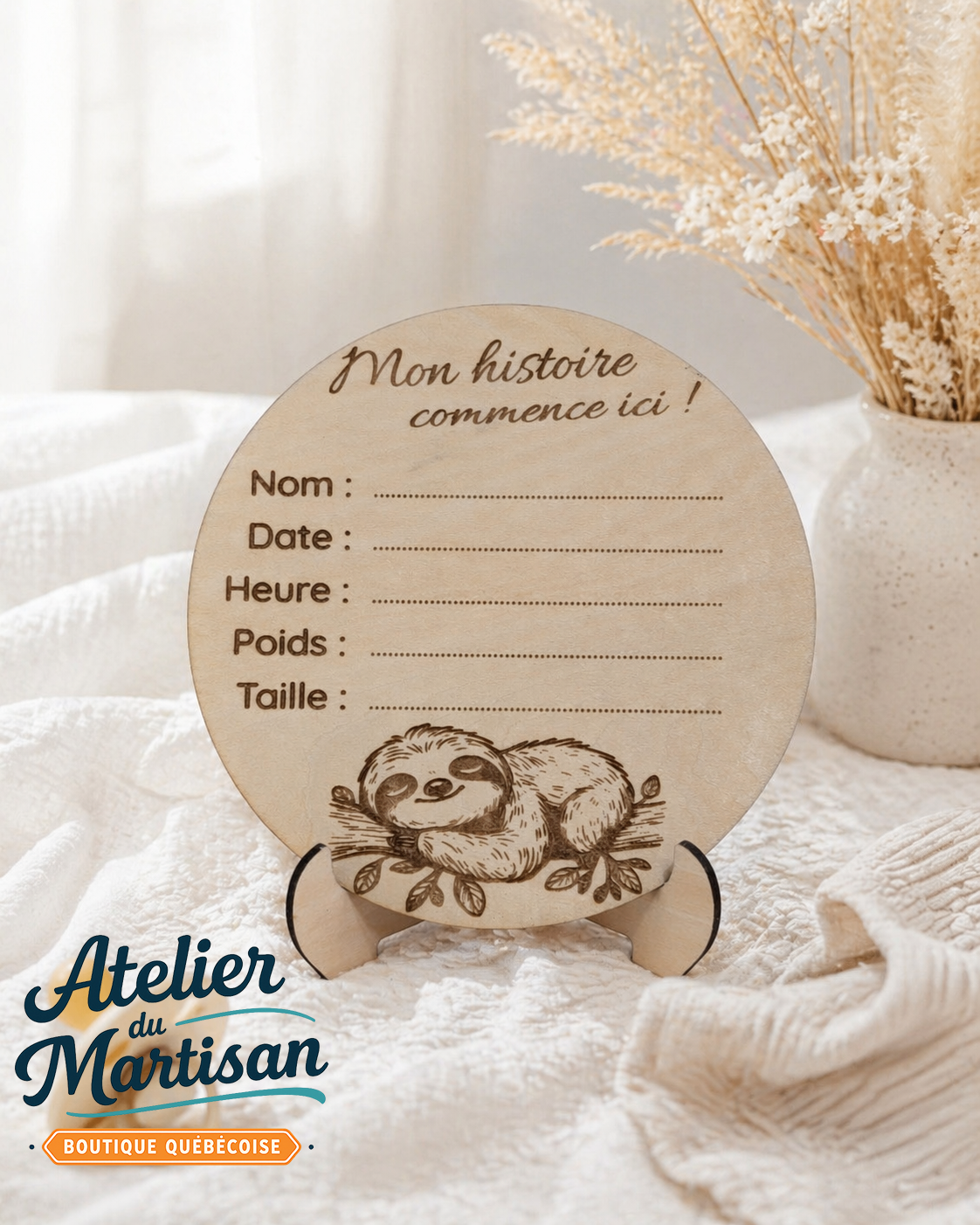 Pastille de naissance – Paresseux endormi sur une branche