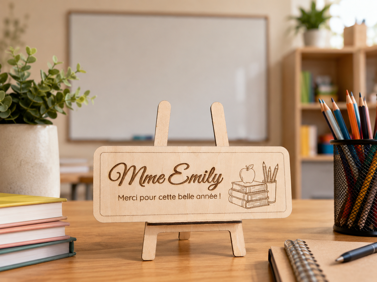Chevalet de bureau personnalisé pour enseignant