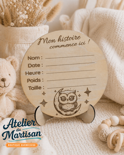 Pastille de naissance – Hibou et la lune
