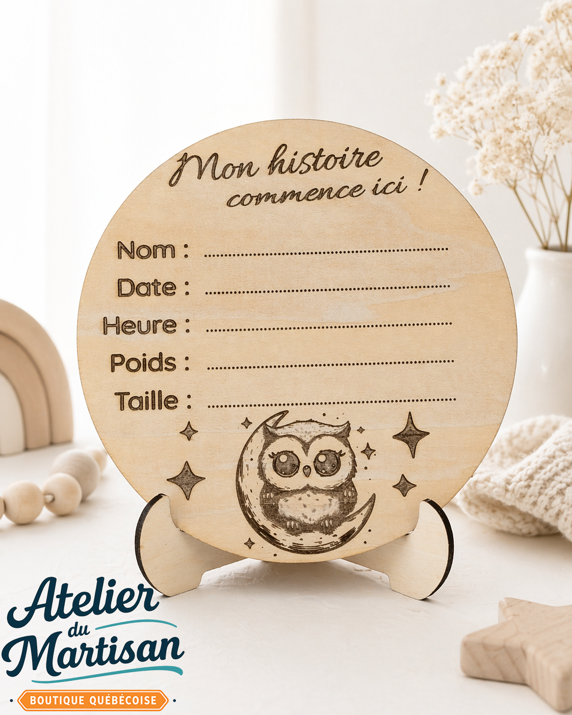 Pastille de naissance – Hibou et la lune