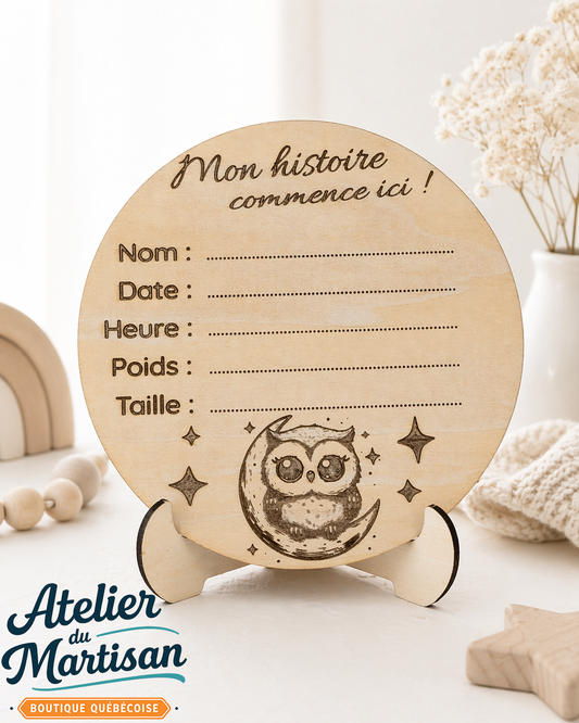 Pastille de naissance – Hibou et la lune