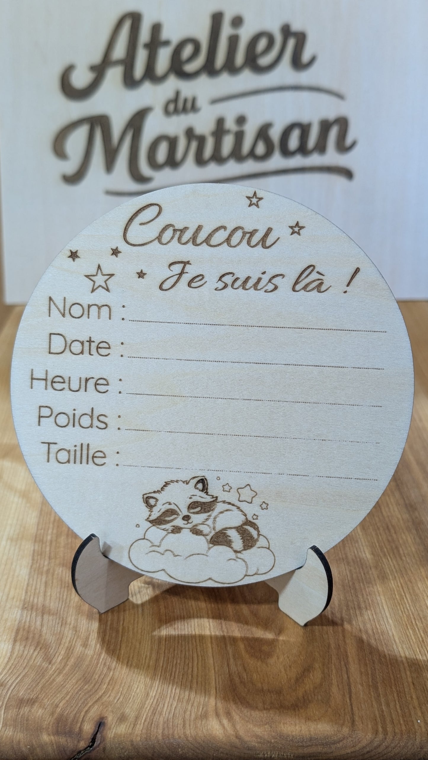 Pastille de naissance – Raton laveur 5.5 pouces