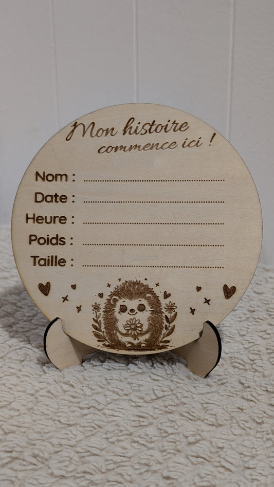 Pastille de naissance – Hérisson avec une fleur