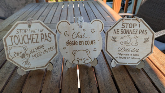 Lot 3 panneaux – Bébé dort, Ma mère mord & Sieste en cours