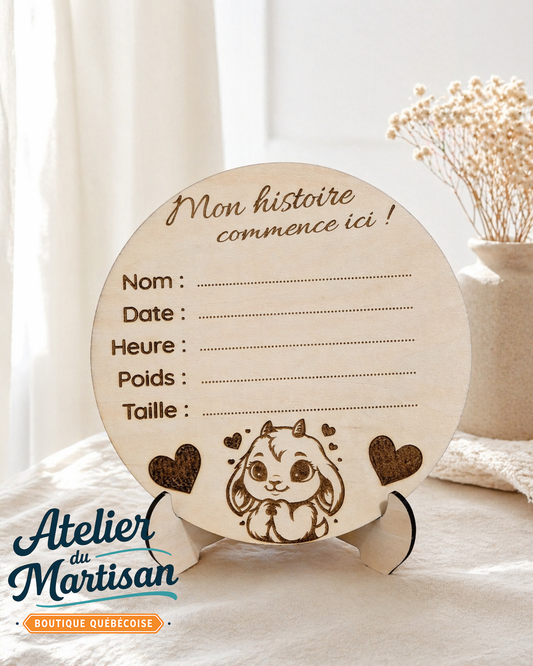Pastille de naissance – Petite biquette avec cœurs