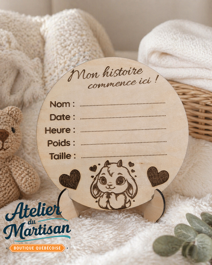 Pastille de naissance – Petite biquette avec cœurs