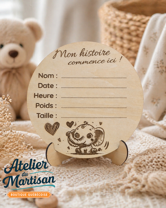 Pastille de naissance – Éléphant avec cœurs