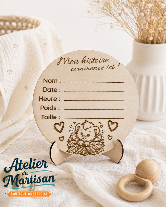 Pastille de naissance – Bébé lion dans les feuilles