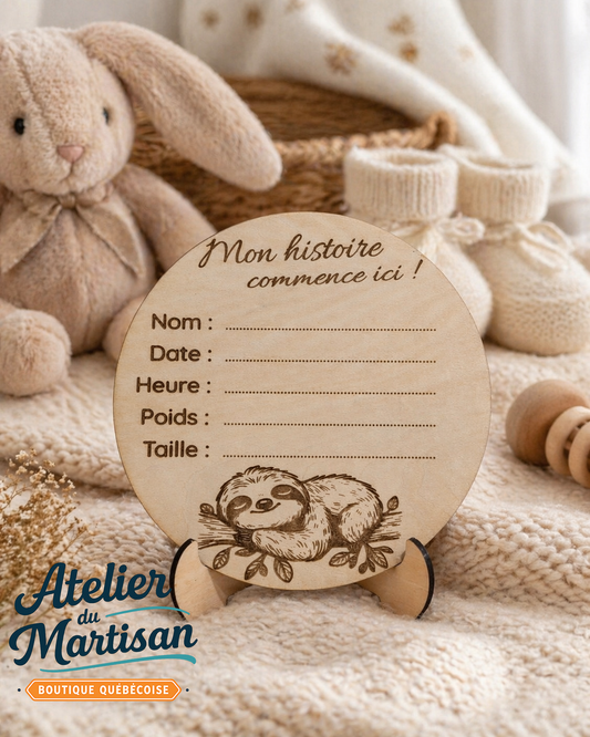 Pastille de naissance – Paresseux endormi sur une branche