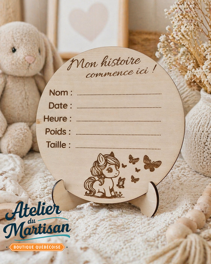 Pastille de naissance – Pouliche avec papillons