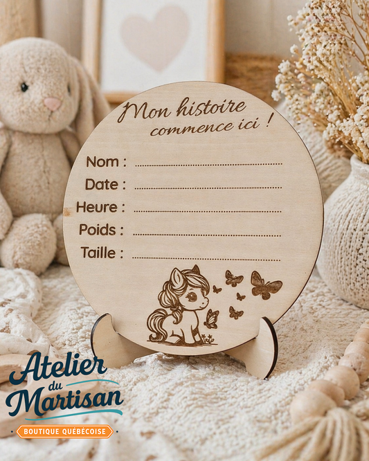 Pastille de naissance – Pouliche avec papillons