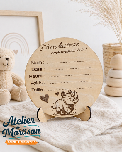 Pastille de naissance – Rhinocéros avec cœurs